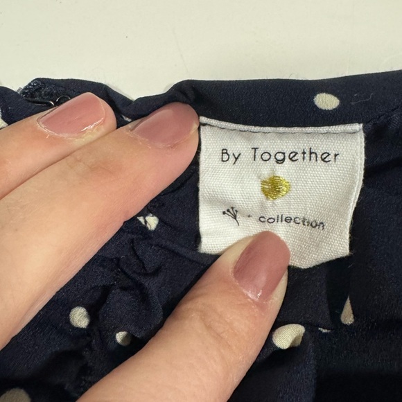 By Together Women's Polka-Dot Peplum Blouse Blue Size Medium - Picture 2 of 12